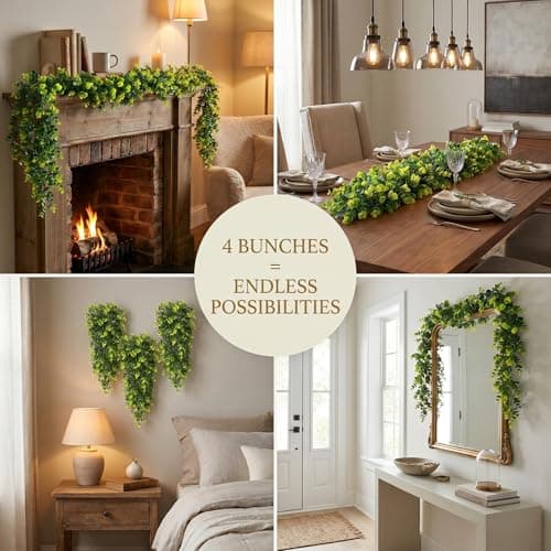 Taiyangxia 8 Pack Artificial Eucalyptus Plants 30 Inches UV Resistant Hanging Vines for Indoor Outdoor Wedding Arch Wall Decor Patio Porch Party Backdrop - Thumbnail 2