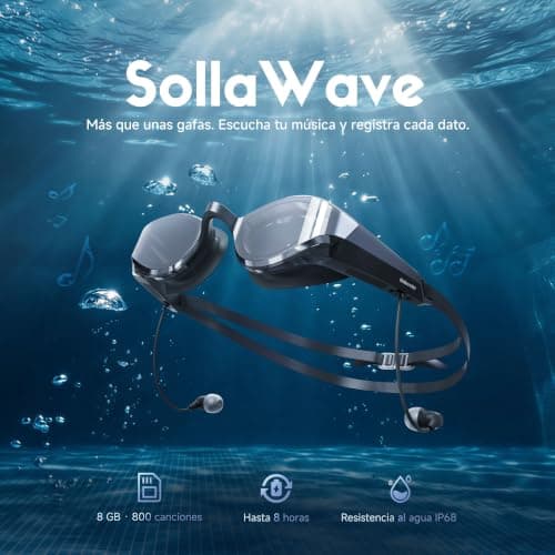 SollaWave AI Music Smart Goggles Swimming Headphones, Real-Time Voice Feedback + 4GB MP3 Player, 9-Axis Motion Tracking Swimming Earbuds, IP68 Waterproof Headphones for Swimming with App & AI Analysis - Thumbnail 2