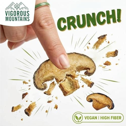 VIGOROUS MOUNTAINS Wasabi Shiitake Mushroom Snack Chips, 6 oz | Crunchy Veggie Crisps, Non-GMO, Low-Fat High Fiber, Vegetarian-Friendly | Ideal for Office, Camping, On-the-Go Snacks - Thumbnail 4