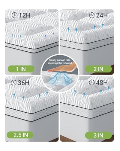 Qocismile Twin Mattress Topper 3 Inch,Pillow Top Mattress Topper Bamboo Rayon Cover,Breathable Mattress Pad,21" Deep Pocket,Soft Twin Size Shredded Memory Foam Mattress Bed Topper Pressure Relief - Thumbnail 5
