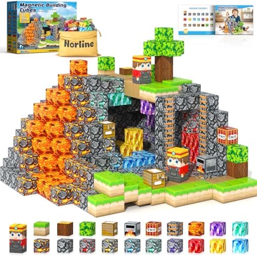 100PCS Magnetic Blocks Building Toys, STEM Learning Sensory Toys for Kids Age 3-5 4-8 5-7 8-12, Gem Cave Adventure Mine Magnet World Craft, Christmas Game Gift for for 3+ Years Old Boys Girls(0.8") - Image 1