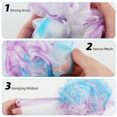 Chuya Bath Sponges Loofahs 70 Grams Large Size,4 Pack Shower Sponge Exfoliating Cleaning Bath Loofa Body Scrubber Balls for Women Men Children Washing - Thumbnail 4