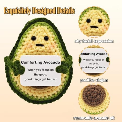 PoccroToys Positive Crochet Fruits - Easter Basket Stuffers for Teens, Toddler, Baby - Inspirational Birthday Employee Appreciation Gifts Bulk for Women, Girls, Friends, Coworker - Home Office Decor - Thumbnail 3