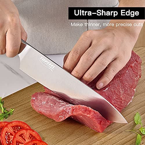Topfeel Professional Chef Knife Set Sharp Knife, German High Carbon Stainless Steel Kitchen Knife Set 3 PCS-8" Chefs Knife &7" Santoku Knife&5" Utility Knife, Knives Set for Kitchen - Thumbnail 2