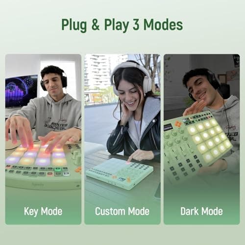 Midi Pad Controller, Portable Beat Maker Machine with Drum Pads, Beginners Beating Pad Velocity Sensitive, LED Display for Music Production (Wireless MIDI) - Thumbnail 6