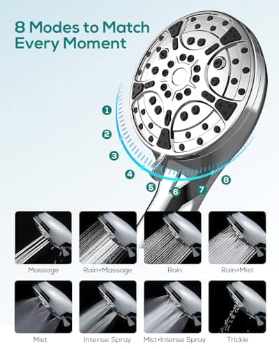 Filtered Shower Head with Handheld: High Pressure 8-Setting Showerhead for Hard Water, Detachable Extra Long 71" Hose, Filters Beads Reduces Chlorine for Dry Skin & Hair, Power Wash for Tub Tile Pets - Thumbnail 3