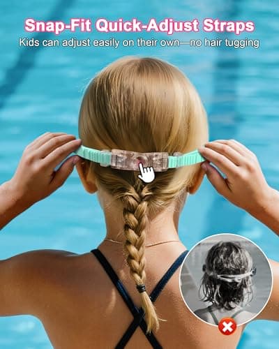 Keary 2 Pack Kids Swim Goggles with Nose Cover Swimming Goggles for Kids 4-7 6-14 8-12 Age 3-6 5-8 Toddler Boys Girl Youth Child Anti-UV Anti-Fog Pool Water Leakproof - Thumbnail 6
