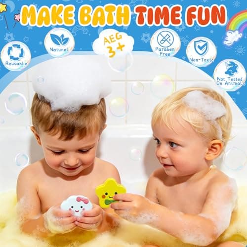 SUYFEIFAN Bath Bombs for Kids, 6 Pack Handcrafted Natural Organic Bubble Bath Bomb Toys, Sun Star Moon Cloud Rainbow Lightning Shaped, Perfect Daily Gifts & Reward Toys for Boys Girls - Thumbnail 3