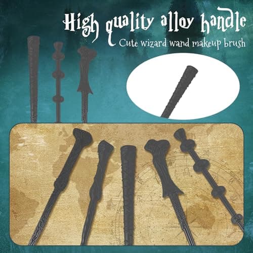 Magic Wand Makeup Brush Set - 5-Piece Soft Bristle Cosmetic Kit for Women, Magical-Themed Gifts for Daily Makeup & Cosplay (Silver) - Thumbnail 4
