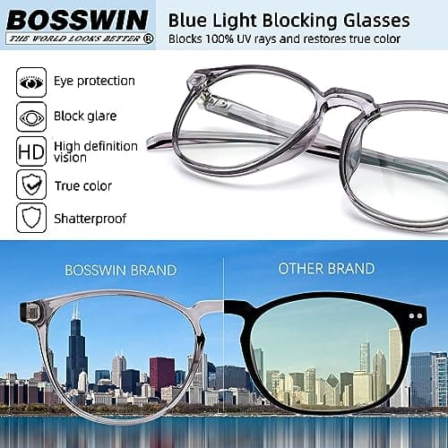 BOSSWIN Blue Light Blocking Glasses for Women/Men - 4-Pack Computer Reading/Gaming/TV/Phone Glasses, Anti-Glare - Thumbnail 2