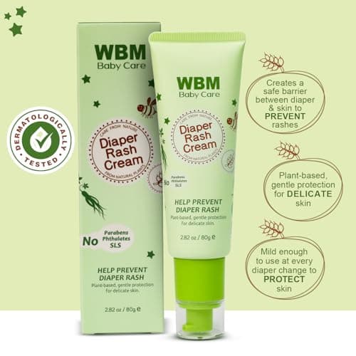 WBM Diaper Rash Cream | Baby Rash Relief Ointments Cream | Cruelty-Free, Hypoallergenic, Soothing, Moisturizing with Zinc Oxide | Gentle for Baby Skin | 2.82 oz - Thumbnail 3