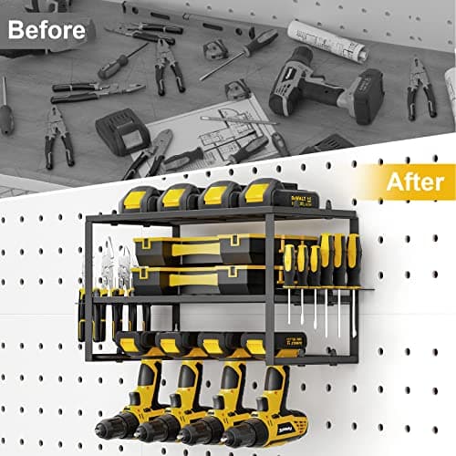 Spacecare Power Tool Organizer- Power Drill Tool Holder- Heavy Duty Tool Shelf & 1 Pack 3 Layers Tool Rack Cordless Drill Holder- Floating Tool Shelf Wall Mounted Tool Storage Rack for 4 Drill Holders - Thumbnail 6