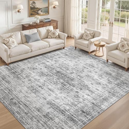 ELLIUNE Washable Area Rugs 8x10, Soft Large 8x10 Rugs for Living Room Non-Slip Vintage Black Grey Indoor Carpet Stain Resistant Rugs for Dining Room Bedroom Nursery Kid & Pet Friendly - Thumbnail 2