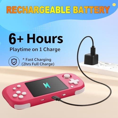 Beijue Handheld Game for Kids with 3.5'' IPS Screen 139 Preloaded 32 Bit Electronic Video Games, Portable Rechargeable Gaming Player Toy for Boys Girls Seniors Gift (Vivid Magenta) - Thumbnail 5