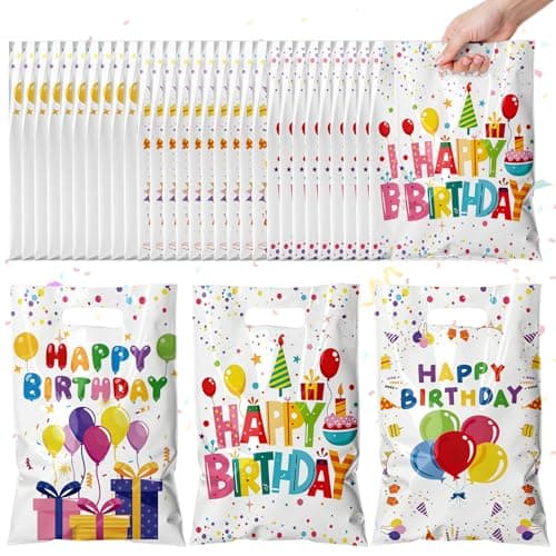 TESKEUP Party Favor Bags for Birthday Goodie Bags - Bulk Treat Gift Bags for Candy, Cookies, Snacks, Happy Birthday Party Supplies Classroom Treats, and Event Gifts (30 Pcs) - Image 1