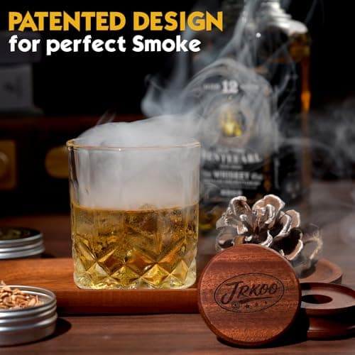 Whiskey Smoker Kit with Torch - 6 Natural Wood Chips, 2 Glasses, 2 Ice Ball Molds - Cocktail Smoker Infuser Kit, Old Fashioned Smoker Kit, Birthday Bourbon Whiskey Gifts for Men, Dad(No Butane) - Thumbnail 4