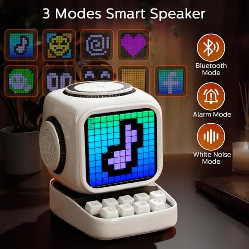 Smart Bluetooth Speaker with Wireless Charger: Tiffhome Digital Alarm Clocks for Bedrooms - 15W Fast Wireless Charging Station with 3 Modes - Portable Speaker Gifts for Men Women - Thumbnail 6
