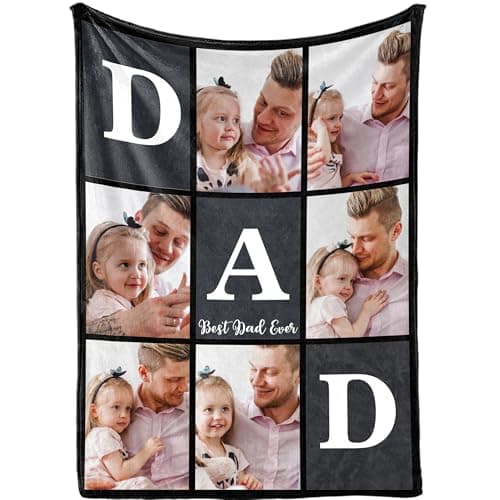 ThermoThrill Father Day Blanket Gifts Custom Blankets with Photos Dad Gifts Personalized Picture Throw Blanket for Daddy Father Grandpa