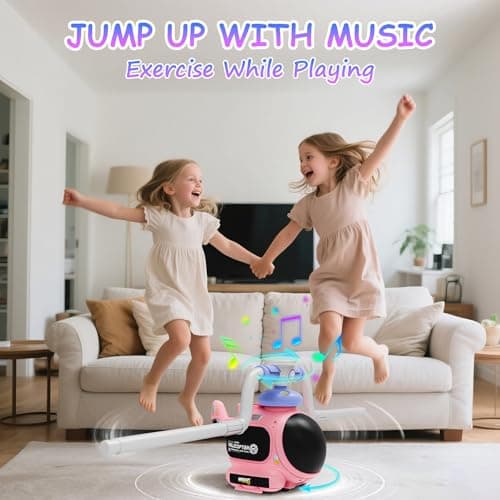 WhimsQuest 4-in-1 Kids Outdoor Game Toy, Auto Disc Launcher, Jump Dodge & Ring Toss, Interactive Sports Play for Boys & Girls (Pink) - Thumbnail 3