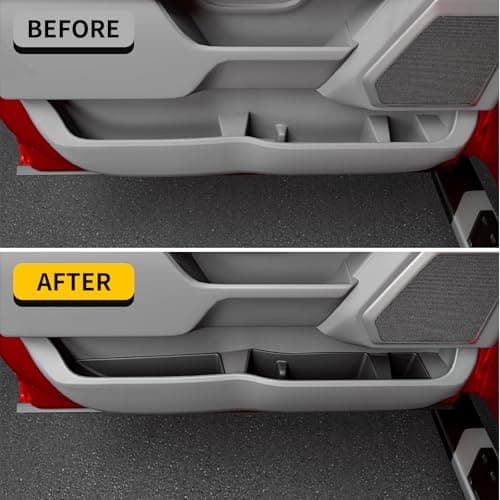 Maxzina Door Side Storage Tray Compatible with 2021-2026 Ford F150 2/4 Door TPE Front Doors Organizer Insert Box Truck Side Phone Pocket for 2025 F-150 Accessories (Front 4PCS) - Thumbnail 3