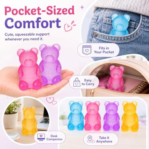 Zhgood Taba Bear Squishy Fidget Toys,Stress Ball for Anxiety Stress Relief,Squishies Sensory Toy for Adults Kids Teens,Pink Squeeze Toys for Classroom Prize, Birthday Gifts Party Favors - Thumbnail 4