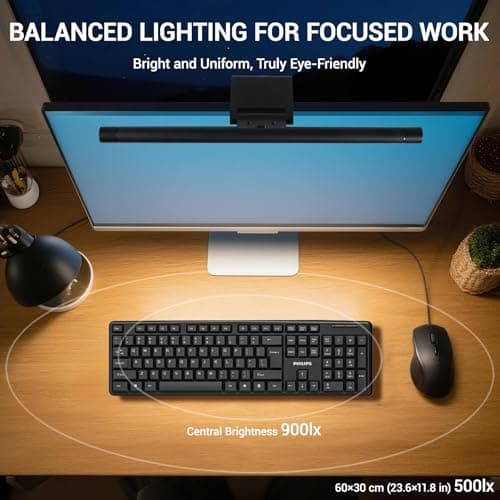 PROSmart Monitor Light Bar, Computer Monitor Lamp, 250LM No Glare Eye-Care LED Screen Bar, Fit for Curved/Flat Monitor, USB Reading Screenbar for Home/Office/Work/Game - Thumbnail 4