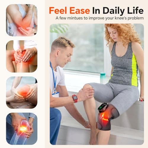 Cordless Knee Massager with Heat, Heating Pad for Knee Shoulder Elbow, Heated Knee Brace for Arthritis, Knee Heating Pad Wrap with 6 Heating Levels, 3 Massage Modes&Timer (Gray) - Thumbnail 4
