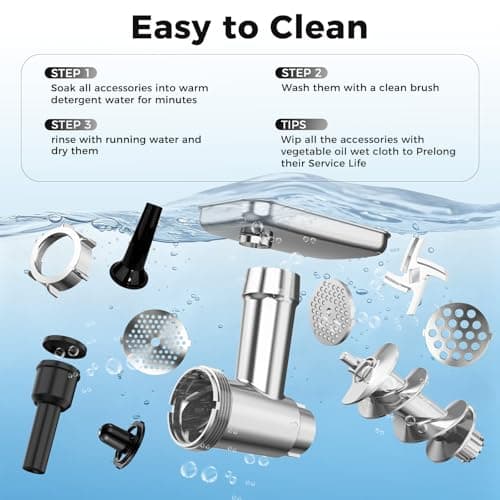 Kourice Electric Meat Grinder, Sausage Stuffer, 4LBS/Min with Copper Motor & Metal Gears, Auto-Reverse, 2 Blades, 3 Grinding Plates & Kubbe Kit for Home Kitchen Use - Thumbnail 6