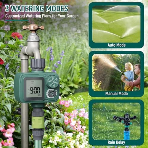 Sprinkler Timer: Programmable Hose Timer with Rain Delay/Manual/Automatic Watering System, Water Timers for Garden Hose, Digital Drip Irrigation for Yard Lawn Outdoor（1 Outlet） - Thumbnail 2