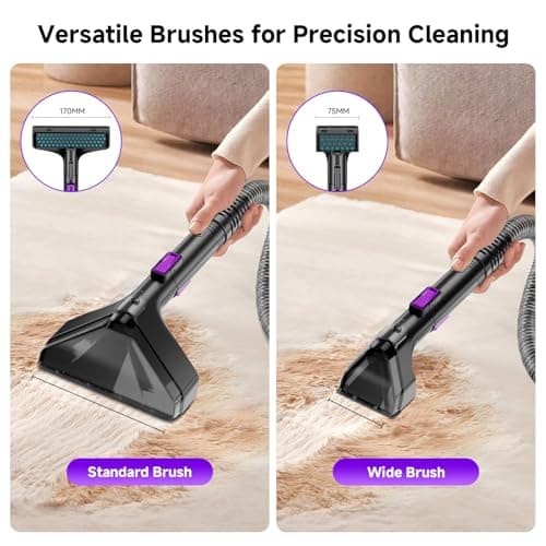 Vaconly Portable Carpet Cleaner & Upholstery Cleaner Machine - 21Kpa Carpet Cleaner Machine, Self-Cleaning, Deep Cleaner for Pet Stains, Cars, Couch, Rug, Furniture with Dual Brush, Large Tank, Purple - Thumbnail 4