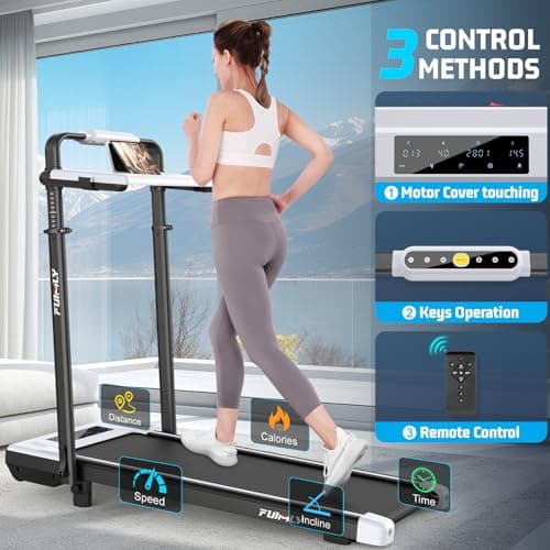 FUNMILY Upgrade Walking Pad Treadmill with 12% Incline & Handle Bar, 3.5HP Foldable Treadmills for Home Small, Under Desk Compact Walking Pad 400+lb Capacity, Shock Absorption - Thumbnail 5
