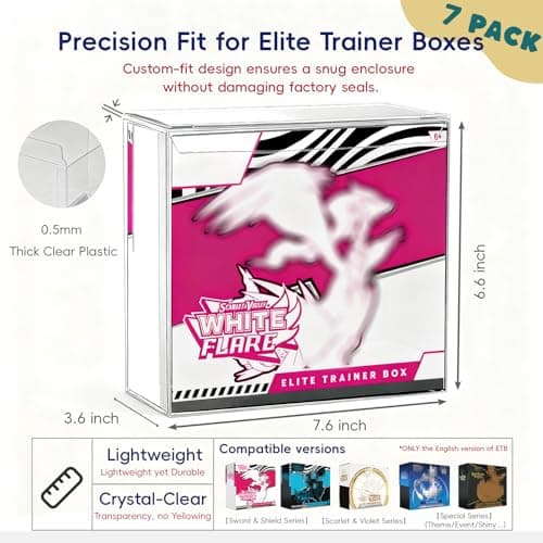 PKMN PET ETB Protector Case (7 Pack) – 0.5mm Thick Clear Elite Trainer Box Protector, Scratch-Resistant Plastic Display Case Compatible with Elite Trainer Boxes - Thumbnail 2