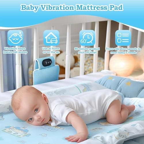 Baby Vibrating Sleep Soother, Baby Sleep Aid, Newborn Soothers for Help Sleeping, 3 Adjustable Vibration Modes, 90 Min Timer, Newborn Vibrations Mattress Pad for Home & Travel, Use for Crib & Stroller - Thumbnail 5