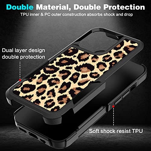 LOQUPE Designed for iPhone 13 pro max,Heavy-Duty Tough Rugged Lightweight Slim Shockproof Protective Case for iPhone 13 pro max 6.7 Inch,Women Girls,Cute Leopard Print Pattern - Thumbnail 6