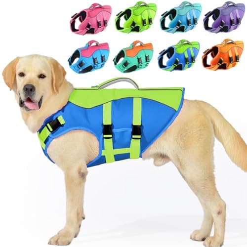 PETDSH Dog Life Jacket Medium, High Flotation Dog Life Vest for Swimming Boating, Reflective Puppy Lifejacket with Superior Buoyancy and Rescue Handle, Adjustable Safety Dogs Floating Vests - Image 1