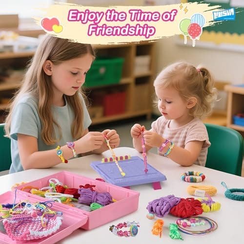 LELESUN 3-in-1 400Pcs+ Weaving Loom Kit，Friendship Bracelet Making Kit，Portable Make Bracelets Toys with Storage Box，DIY Arts and Crafts Loops for Adults, Gifts for Kids Ages 5-13, Beginners - Thumbnail 5