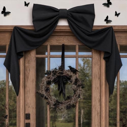 Halloween Decor - Halloween Decorations - 48" x 24" Giant Black Bow for Wall Mantle Front Door Window Kitchen - Indoor Room Party Hanging Decoration - Christmas Tree Topper Bows for Home - Image 1