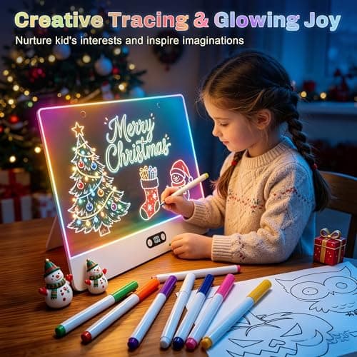 16" LED Drawing Board for Kids, Rechargeable Neon Light Up Drawing Board, Glow Doodle Board, LED Note Board, Dry Erase Board, 8 Markers, Birthday Gifts for Kids Teens Boys Girls - Thumbnail 5