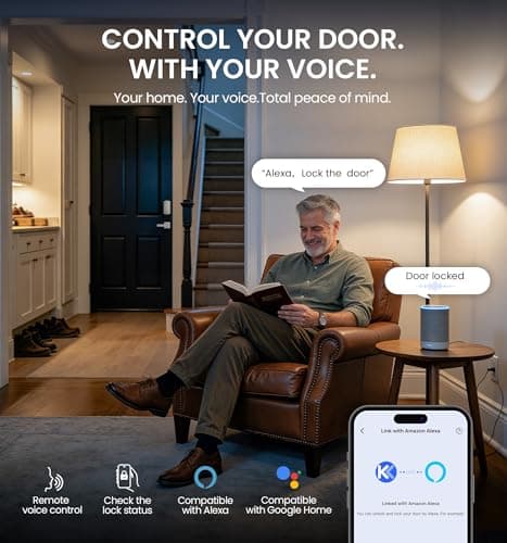 Veise VE012W-H WiFi Smart Front Door Lock Set, Built-in WiFi, App Remote & Voice Control, Fingerprint Keyless Entry Smart deadbolt with Handle, Backlit Keypad, Auto Lock, IP55 Waterproof, Satin Nickel - Thumbnail 4