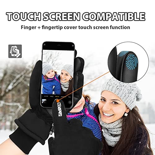 Cevapro Winter Thermal Gloves for Men Women, -20℉ Anti-Slip Waterproof Deerskin Suede Insulated Touchscreen Gloves. - Thumbnail 5