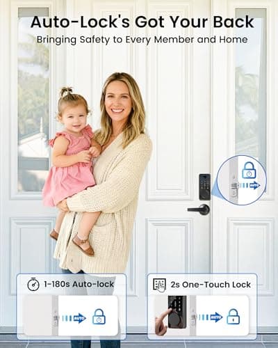 Smart Lock, Fingerprint Keyless Entry Door Lock App Control, Electronic Touchscreen Keypad, Auto Locking, IP54 Weatherproof, Easy Install Digital Deadbolt for Front Door - Thumbnail 5