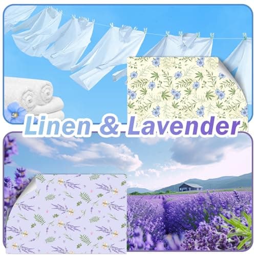 SCENTORINI Scented Drawer Liners for Dresser,6 Linen + 6 Lavender Scent Drawer Paper Liners, Paper Sheets Liner 14.3x19.5 Inch, for Fragrant Home Shelf Closet Bedroom Drawer - Thumbnail 2