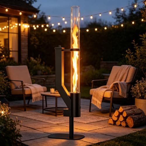 Rayzi 58 Inch Pellet Stove, Outdoor Decorative Wood Pellet Heater Burning Fireplace for Ambiance – Smokeless Flame for Patio Backyard Bonfire, Camping Party Holiday Garden Picnic