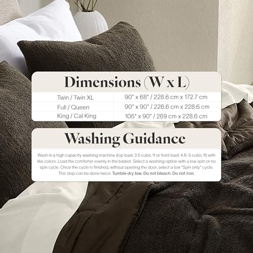 Sunday Citizen Snug Comforter Queen Size – Fluffy Plush Luxury, Reversible Cozy & Cooling Soft Thick Queen Comforter with Recycled Fill, Machine Washable (Mocha) - Thumbnail 5