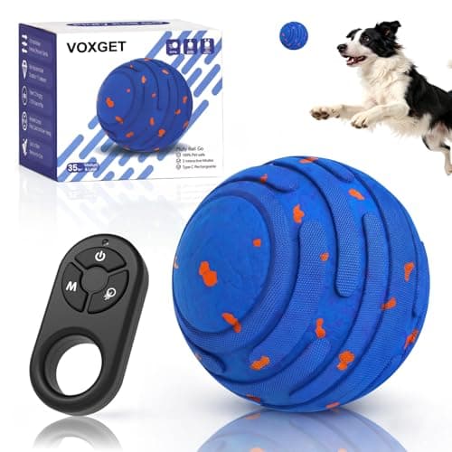 VOXGET Interactive Smart Dog Toy Ball, Upgrade Automatic 3 Modes Moving Ball with Remote Control for Small Large Dogs, Rechargeable Waterproof E-TPU Bounce & Rotating Dog Toy to Keep Busy (Blue) - Image 1
