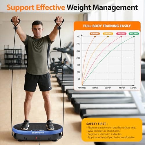 Vibration Plate Exercise Machine for Body Shaker Machine & Weight Loss, Shake Plate with Resistance Bands, 120 Speed Levels, Remote Control, Full Body Workout, Compact Home Gym Equipment - Thumbnail 3