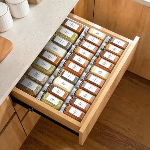 Diolove Expandable Drawer Spice Organizer, Thickened Plastic 3-Tier Spice Rack for Kitchen Drawers (11"–22"), Non-Slip & Easy to Clean, Keeps Spices Visible, Neat & Easy to Grab (Jars Not Included) WH - Image 1