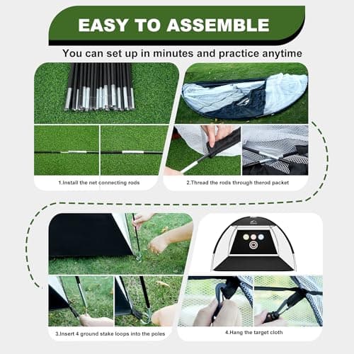 Golf Net, 10x7 Ft Golf Hitting Net with Tri-Turf Mat, Multi-Target Golf Practice Net for Outdoor/Indoor Chipping & Driving, Ideal Gift for Men/Dad/Husband/Golfers - Thumbnail 6