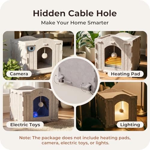 Apasiri Cat Bed Cave for Indoor Cats: New Felt Cat Bed with Fluffy Ball, Foldable Cat House with Scratch-Resistant Board, Hideaway Cat Cave for Timid Cats, Sturdy Two-Tier Cat Condo & Cat Houses - Thumbnail 6