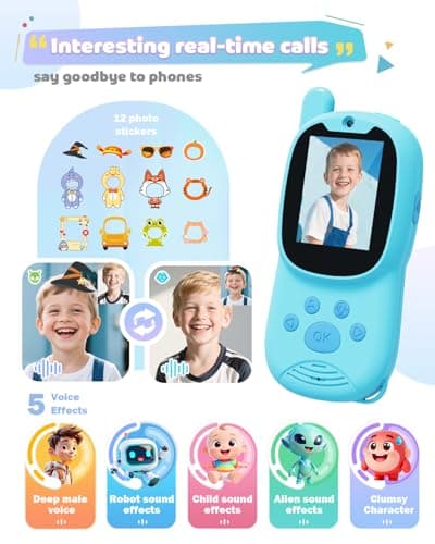 Eveedo Video walkie talkies for Kids,2 Pack Rechargeable Kids Walkie Talkies can Send Messages,Christmas Birthday Gifts for Kid Age 3-12,Portable Toddler Toy for 4 5 6 7 8 9 Year Old Girls Boys Blue - Thumbnail 3